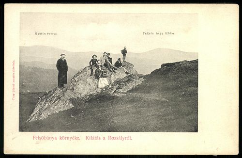 Felsőbánya; Kilátás a Rozsályról. Fekete-hegy 1250 m. Guttin 1400 m.