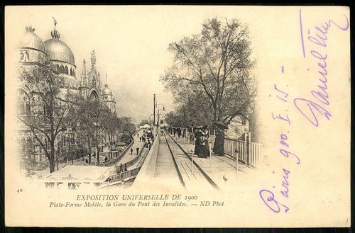 Exposition Universelle de 1900. Plate-Forme Mobile, la Gare du Pont des Invalides. Paris