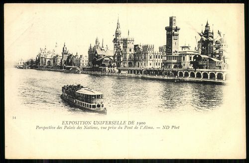Exposition Universelle De 1900. Perspective des Palais des Nations, vue prise du Pont de l'Alma. Nd ...