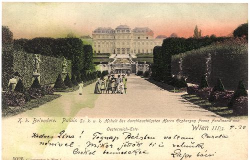 Wien III/3. K. k. Belvedere. Palais Sr. k. u. k. Hoheit des durchlauchtigsten Herrn Erzherzog Franz ...