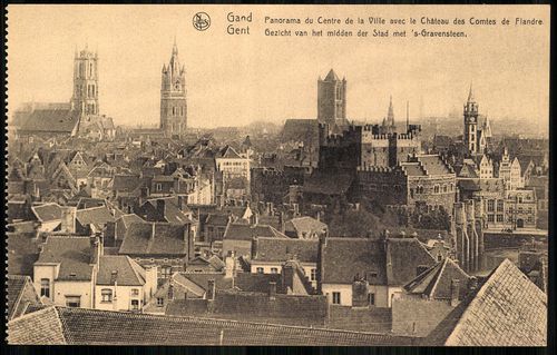 Gand. Panorama du Centre de la Ville avec le Château des Comtes de Flandre