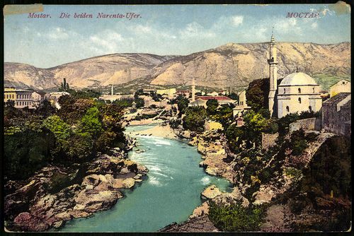 Mostar. Die beiden Narenta-Ufer