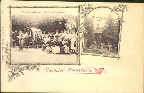 Üdvözlet Borszékről; Borvizes székelyek, borvíztöltő leányok; Arany János kút