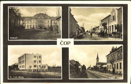Cop; Nádrazi; Hlavní ulice; St. l'ud. skoly; Hlavní ulice