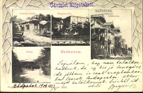 Előpatak; Lobogó-fürdő; Bogdán-villa; Fősétány, Gidófalvy villa; Főkút