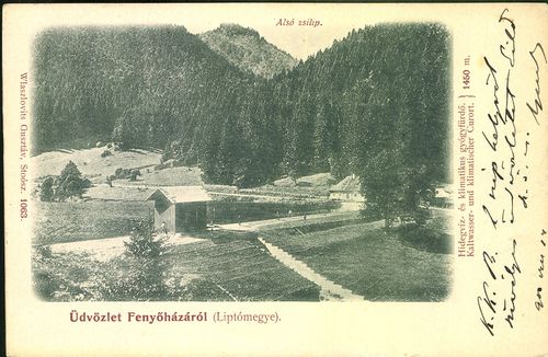 Üdvözlet Fenyőházáról (Liptó megye); Hidegvíz- és klimatikus gyógyfürdő 1450 m.
