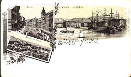 Gruss aus Fiume; Corso; Fiume, vom Hafen; Tersatto mit Schloss