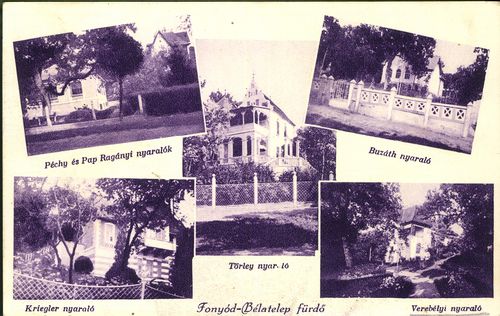 Fonyód-Bélatelep-fürdő; Péchy és Pap Ragányi nyaralók; Buzáth nyaraló; Kriegler nyaraló; Törley nyar...