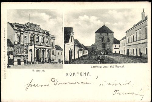 Korpona; Új városház; Széchenyi utca alsó kapuval