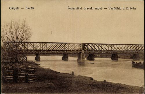 Eszék. Vasúti híd a Dráván
