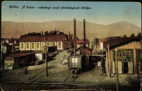 Ruttka. A kassa-oderbergi vasút főműhelyének látképe