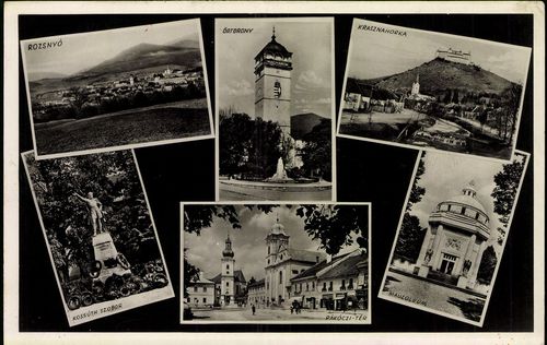 Rozsnyó; Őrtorony; Krasznahorka; Kossuth-szobor; Rákóczi tér; Mauzóleum