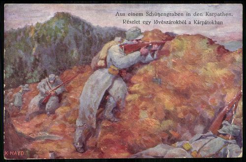 Aus einem Schützengraben in den Karpathen; Részlet egy lövészárokból a Kárpátokban