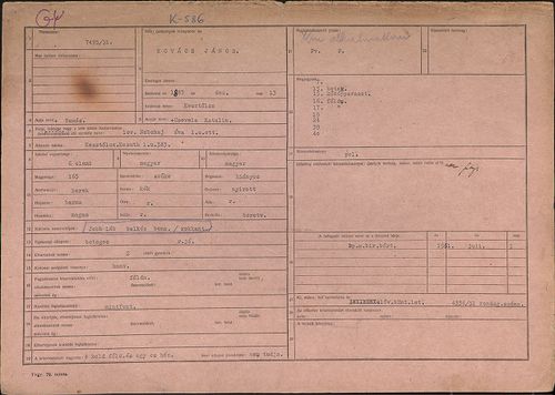HU BFL - VII.101.p - fogvatartott - 1951 - K.0586
