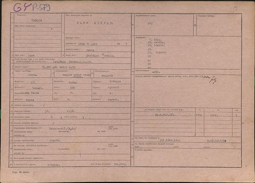 HU BFL - VII.101.p - fogvatartott - 1951 - P.0379