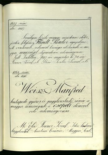 Királyi Könyvek - 70.91 (Ferenc József - Ischl - 1896.08.08 - nemesség és címer adományozása)