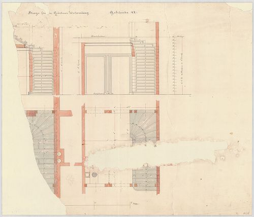 Déli épületcsoport, kertészlak. Kertészlak belső lépcsője. [HU BFL - XV.17.f.331.b - 81/6]