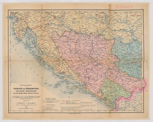 Hand-Karte von Bosnien, der Herzegovina, Novibazar, Monteneg... [B III a 18/3]