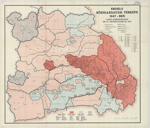 2 térkép: 1.Erdély közigazgatási térképe 1847-ben. – Carte A... [B IX a 724]