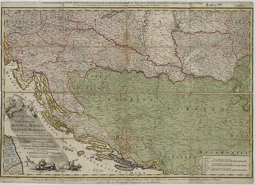 Neueste Karte der Koenigreiche Bosnien Servien Croatien und ... [B IX a 944]