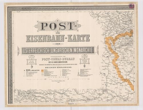 Post und Eisenbahn-Karte der Österreichisch–Ungarischen Mona... [B IX c 53]