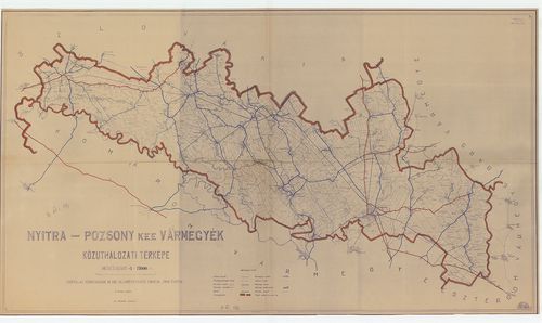 Nyitra-Pozsony k. e. e. vármegyék közúthálózati térképe. [B XV c 59/4]