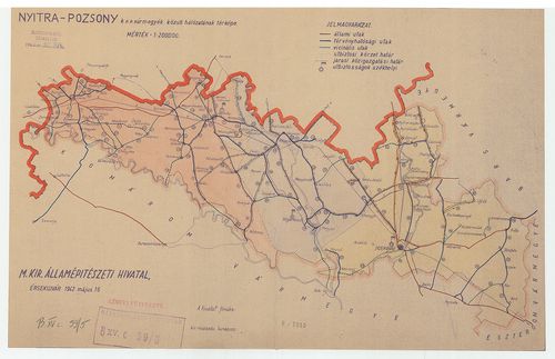 Nyitra-Pozsony k. e. e. vármegyék közúti hálózatának térképe... [B XV c 59/5]