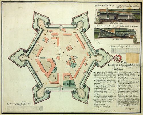 Plann der Stadt und Festung Leopoldstadt in Ungarn. In und I... [G I h 394]