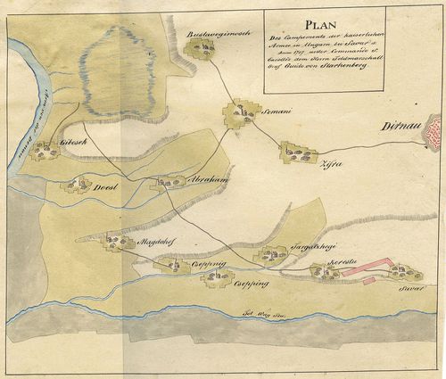 Plan des Campements der kaiserlichen Armee in Ungarn bei Sav... [H III d 861]