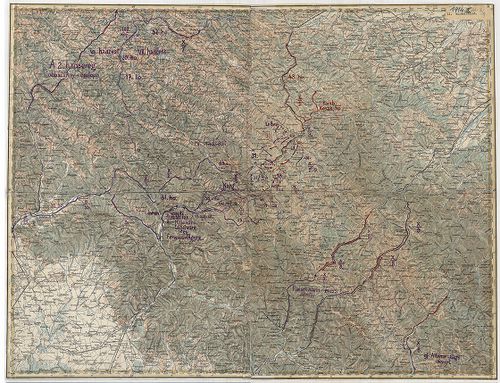 Osztrák-magyar 2. hadsereg IV. VII. hadtestek helyzete Liskó... [H IV d 596/3-33]