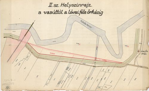 II. sz. helyszínrajz a vasúttól a Lévai-féle őrházig [BéML V B 172 7722 1920]