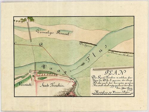Plan der Gegend Trenchin in welchem das Ufer von D. bis E ge... [S 11 - No. 1043.]