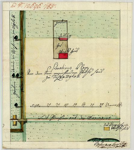 Situations Plan von den Neu errichtenden Wirths Haus zu Tisz... [S 11 - No. 1738.]