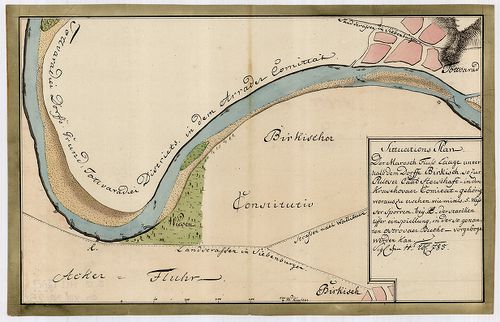 Sittuations Plan der Marosch Fluss Laage unterhalb dem Dorff... [S 12 - Div. XIII. - No. 25:4.]