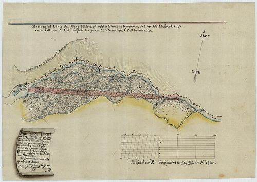 Plan eines Theils des Waag Flusses, auf welchem durch Zergli... [S 12 - Div. XIII. - No. 131.]