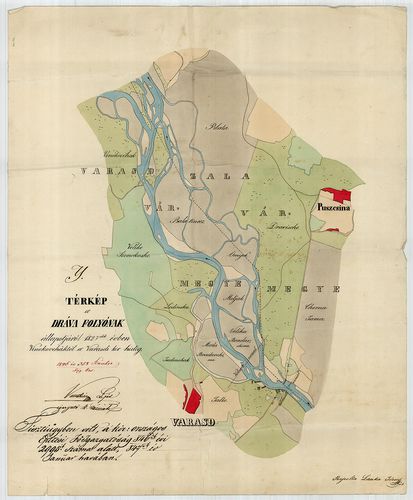 Térkép a Dráva folyónak állapotjáról 1827. évben Vinohovchák... [S 12 - Div. XIII. - No. 676:1.]