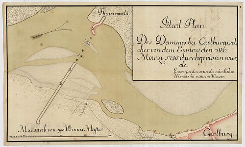 Ideal Plann Des Dammes bei Carlburg, welcher von dem Eisstos... [S 12 - Div. XVI. - No. 32.]