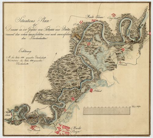 Situations Plan der Donau in der Gegend von Tolnau und Báta,... [S 12 - Div. XIX. - No. 10.]