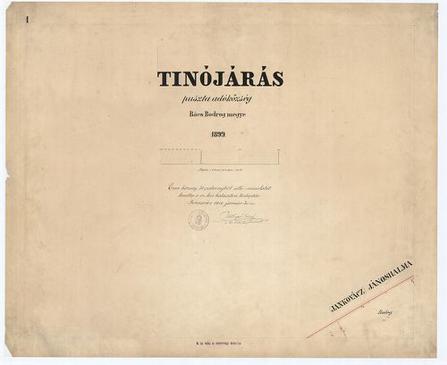 Tinójárás puszta adóközség Bács Bodrog megye 1899 [S 78 - 005. téka - Mélykút - 32-60.]