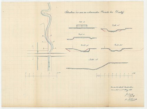 Situation der neu zu erbauenden Brücke bei Dridiff [S 105 - No. 163.]